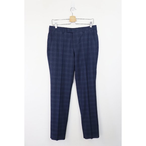 NWT Hugo Boss Jewels Linus Trim Fit Windowpane Wool Suit Set Two Button Navy 36 - Picture 10 of 13